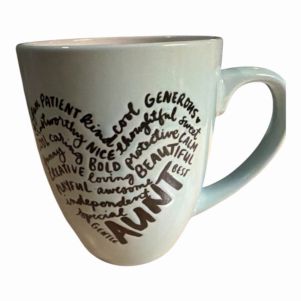 Dayna Lee Collection Aunt Mug Heart Word Art Mint Green Ceramic Coffee Cup